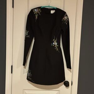 Chic Black Floral Long Sleeve Dress. Size 00